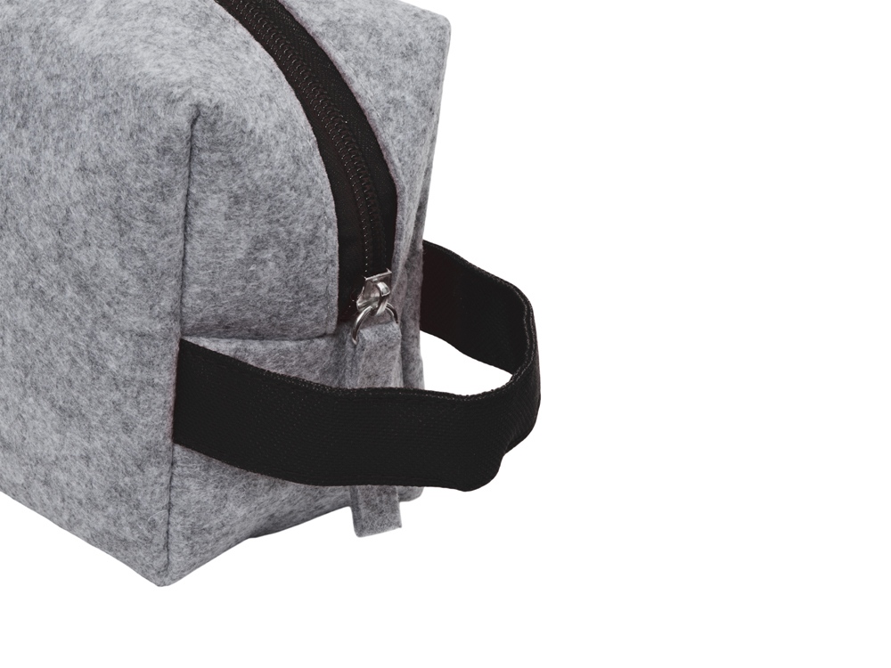 Косметичка из РПЕТ фетра с ручкой Felt, серый с черным