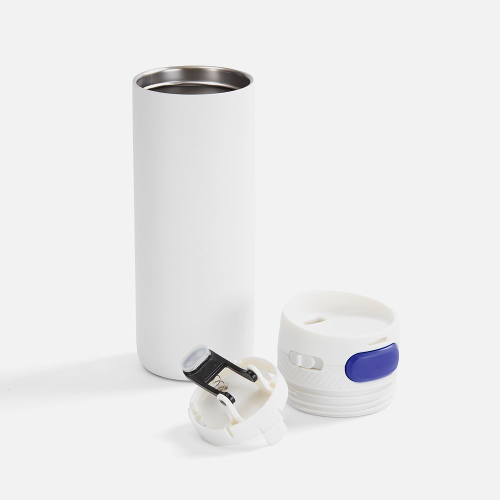 Термостакан X1 с цветной кнопкой, белый с синим