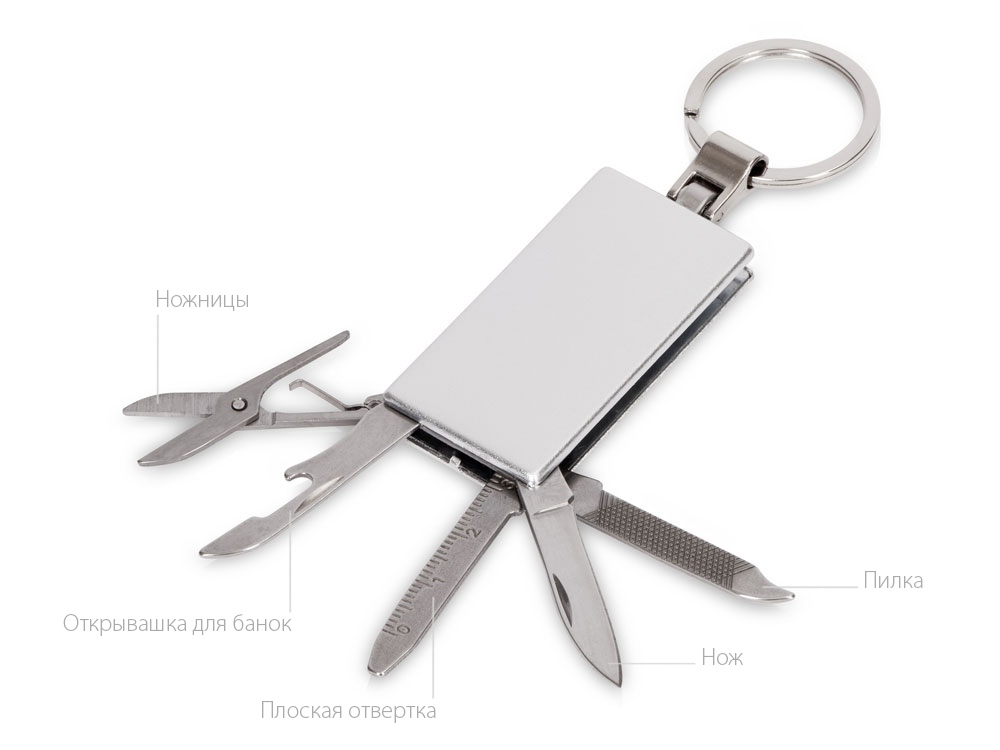 Мультитул-брелок 5-в-1 Badge, серебристый