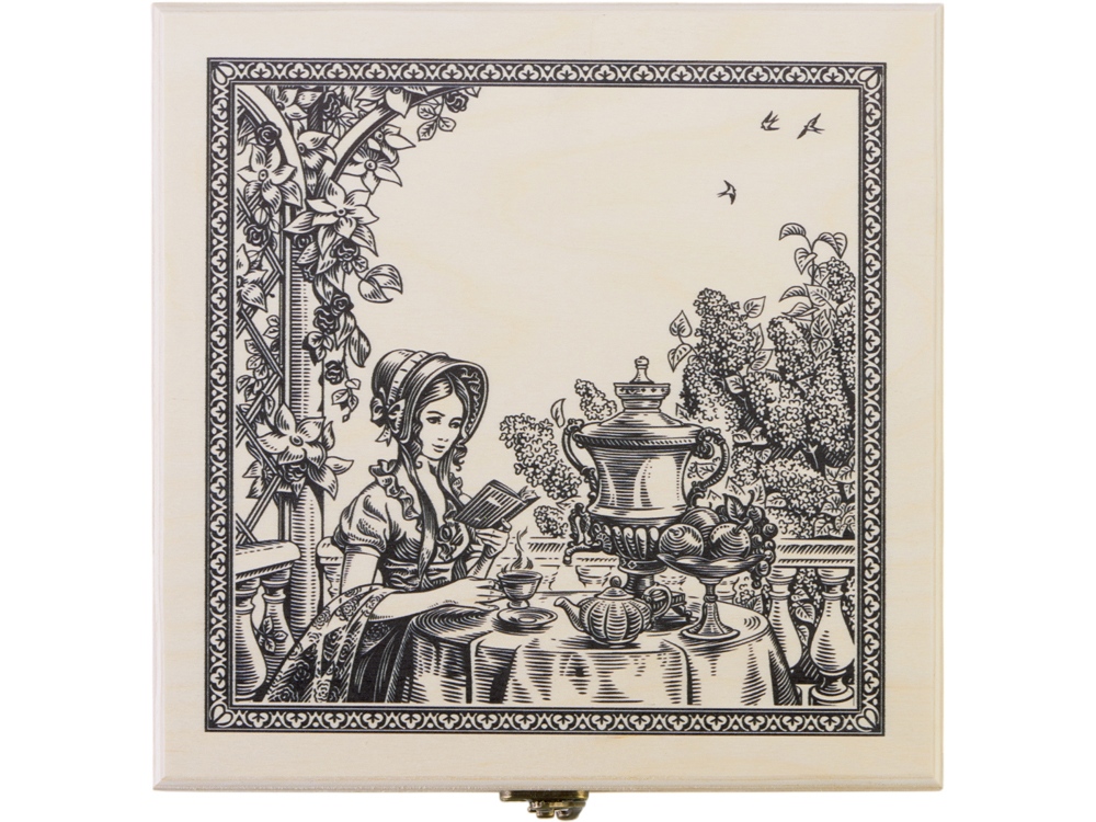 Подарочный набор с чаем Чайный букет в деревянной шкатулке