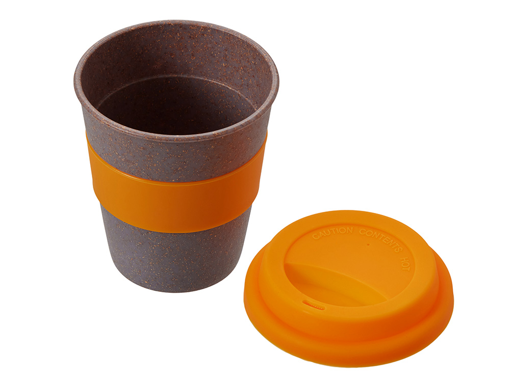 Стакан с силиконовой крышкой Cafe, оранжевый