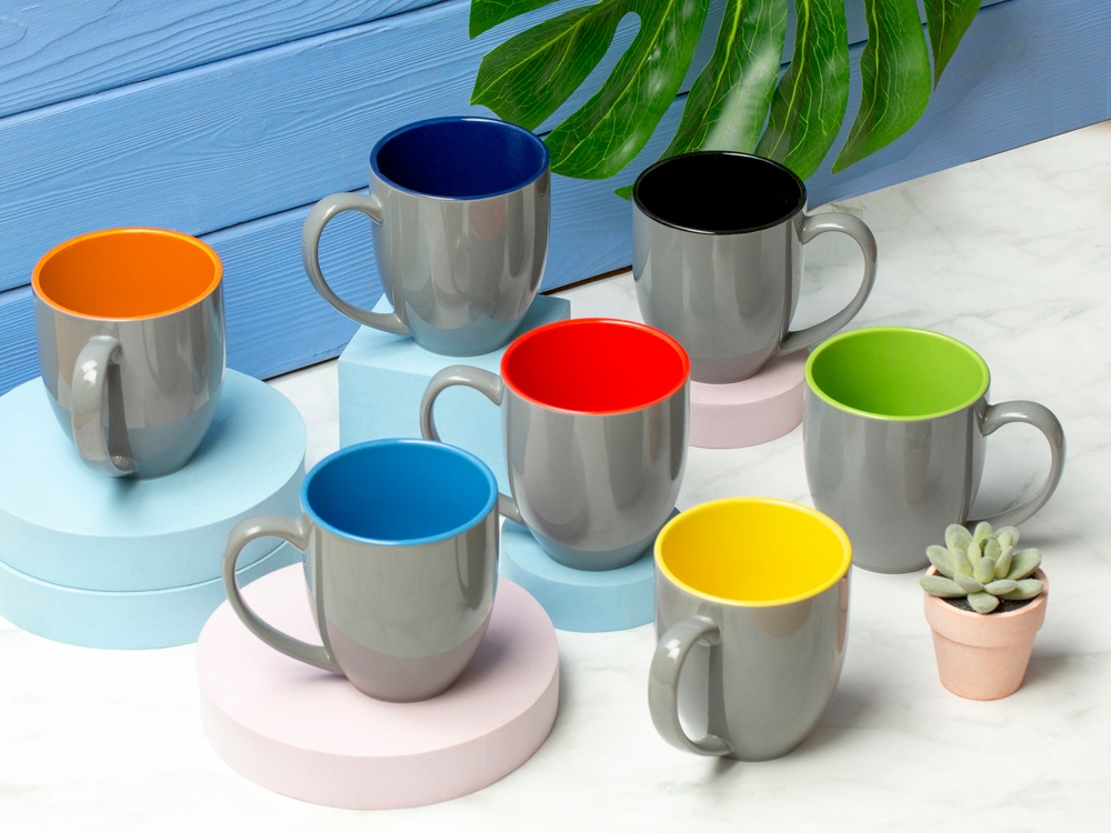 Кружка керамическая Gracy 450мл, серый/темно-синий