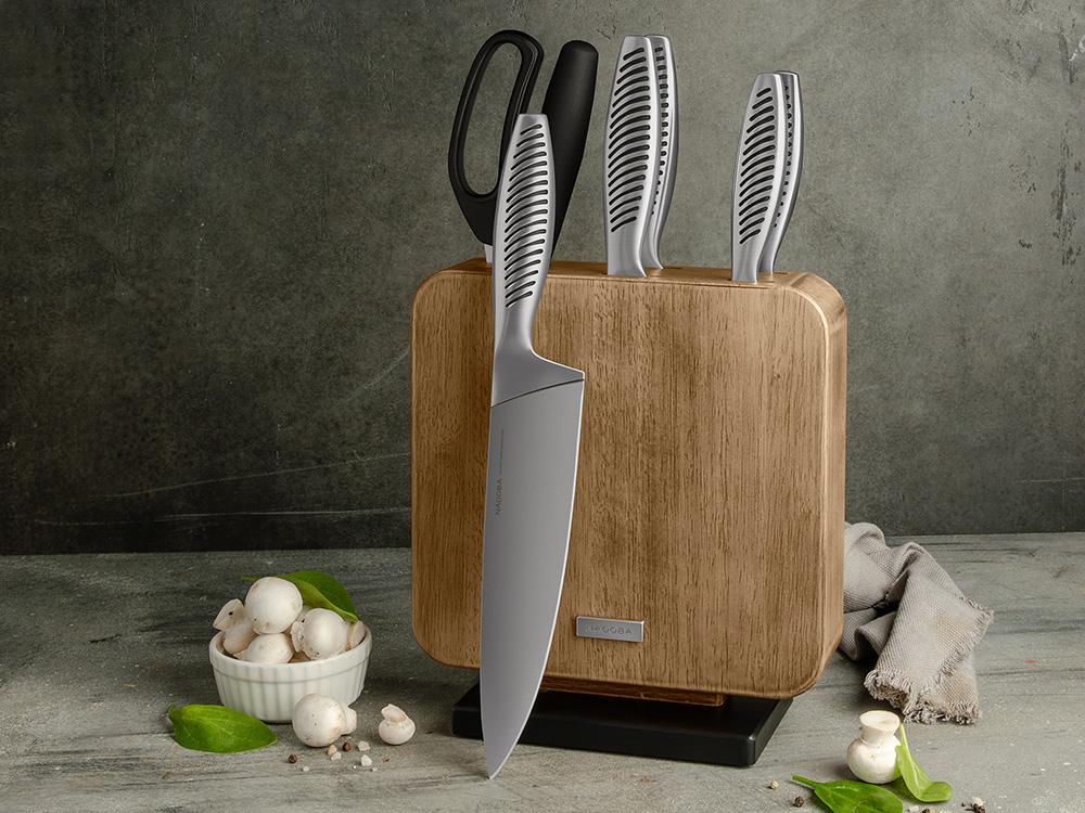Набор из 5 кухонных ножей, ножниц и блока для ножей VERA