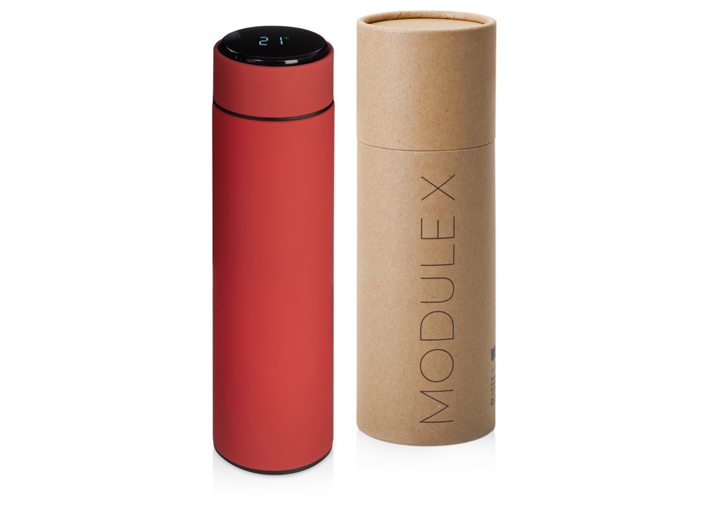 Вакуумный термос Module X с индикатором температуры и медной изоляцией, 500 мл, крафтовый тубус