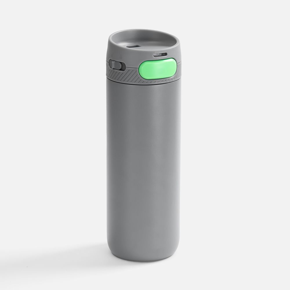 Термостакан X1 с цветной кнопкой, серый с зеленым