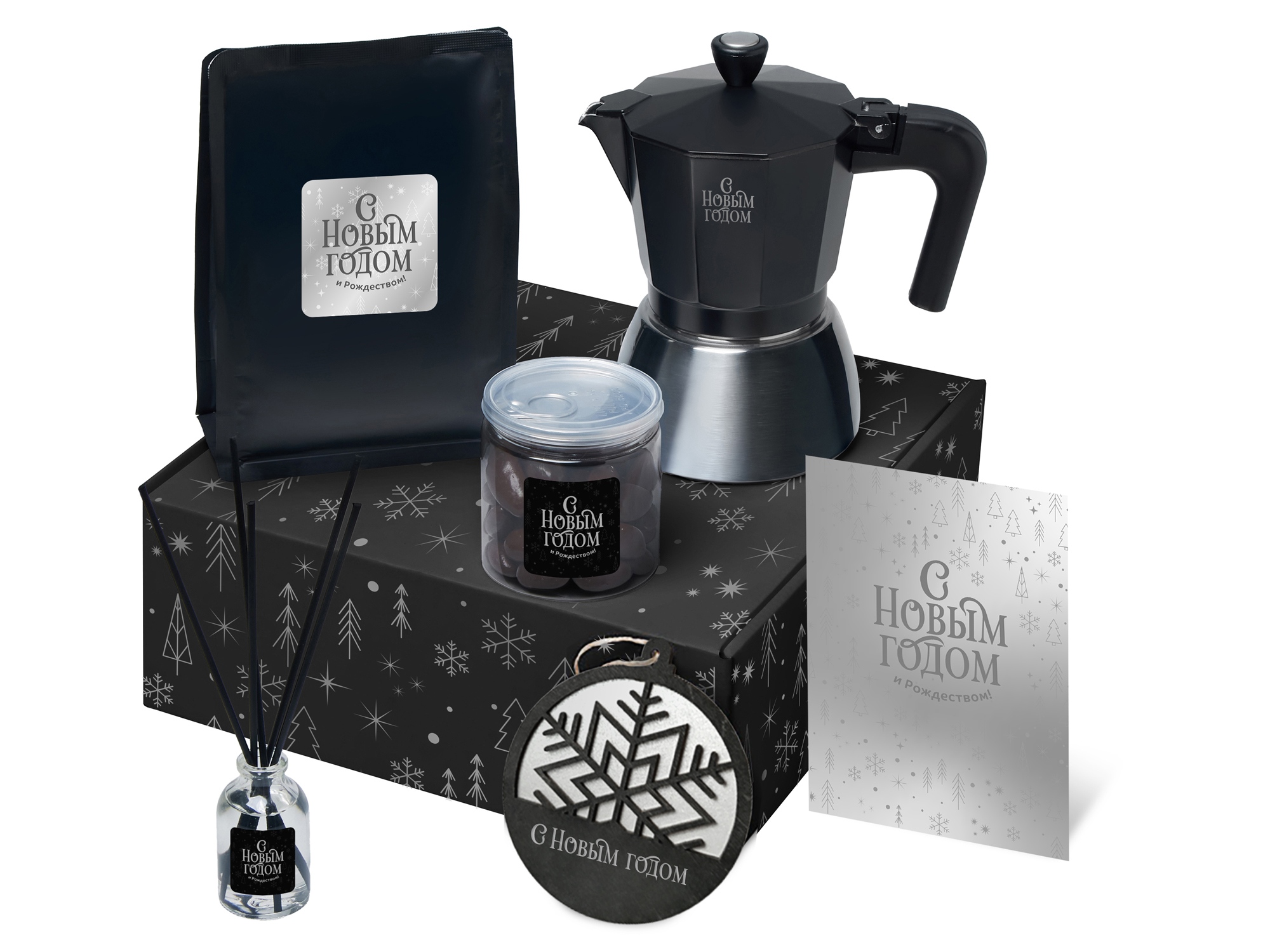 Подарочный набор Re:Vive с гейзерной кофеваркой, кофе и диффузором