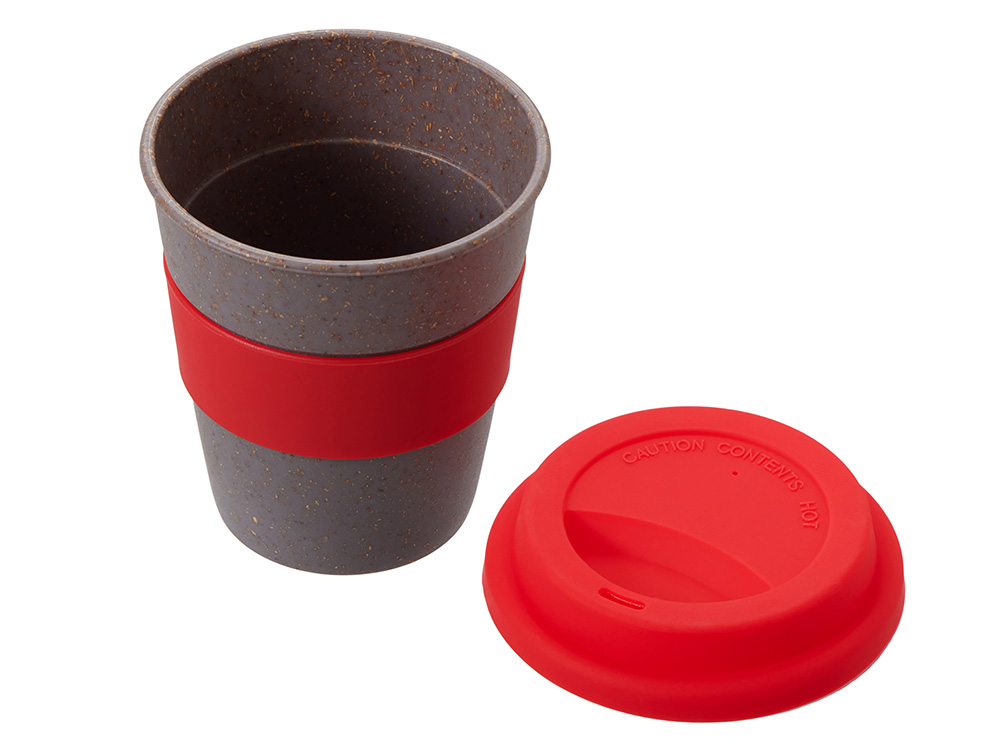 Стакан с силиконовой крышкой Cafe, красный
