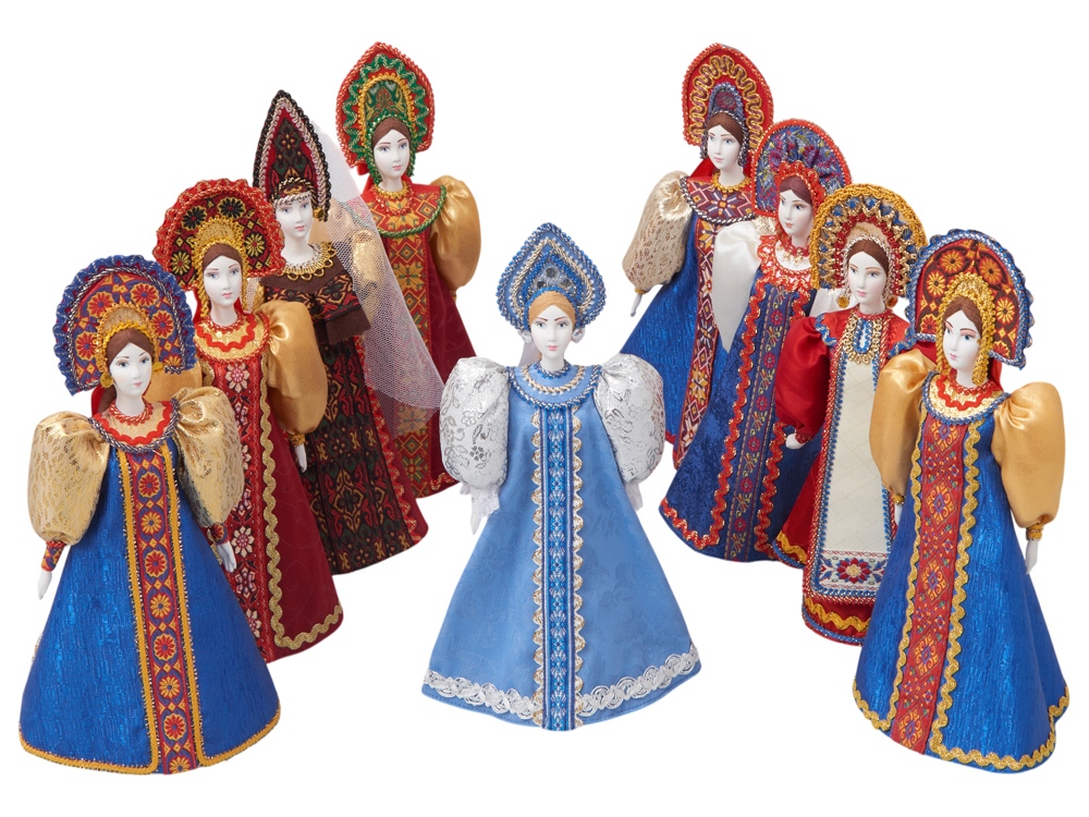 Подарочный набор: кукла фарфоровая, мед, голубой