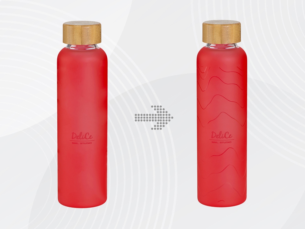 Стеклянная бутылка с бамбуковой крышкой Foggy,  с УФ-печатью