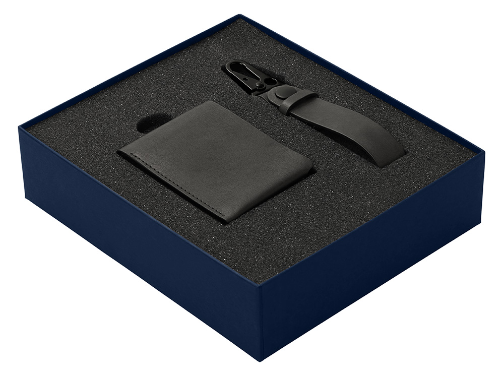 Подарочный набор Long River: кошелек, ремешок для ключей (без лого Long River), синяя коробка