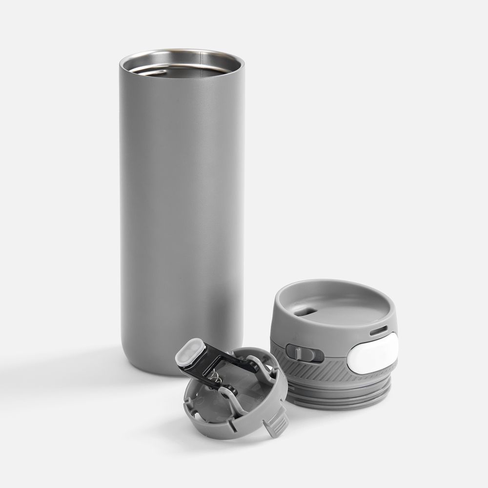 Термостакан X1 с цветной кнопкой, серый с белым