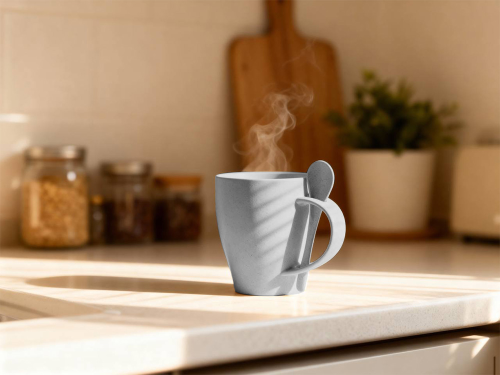 Пшеничная кружка Nina с ложкой, 300ml, серый Cool grey 7C