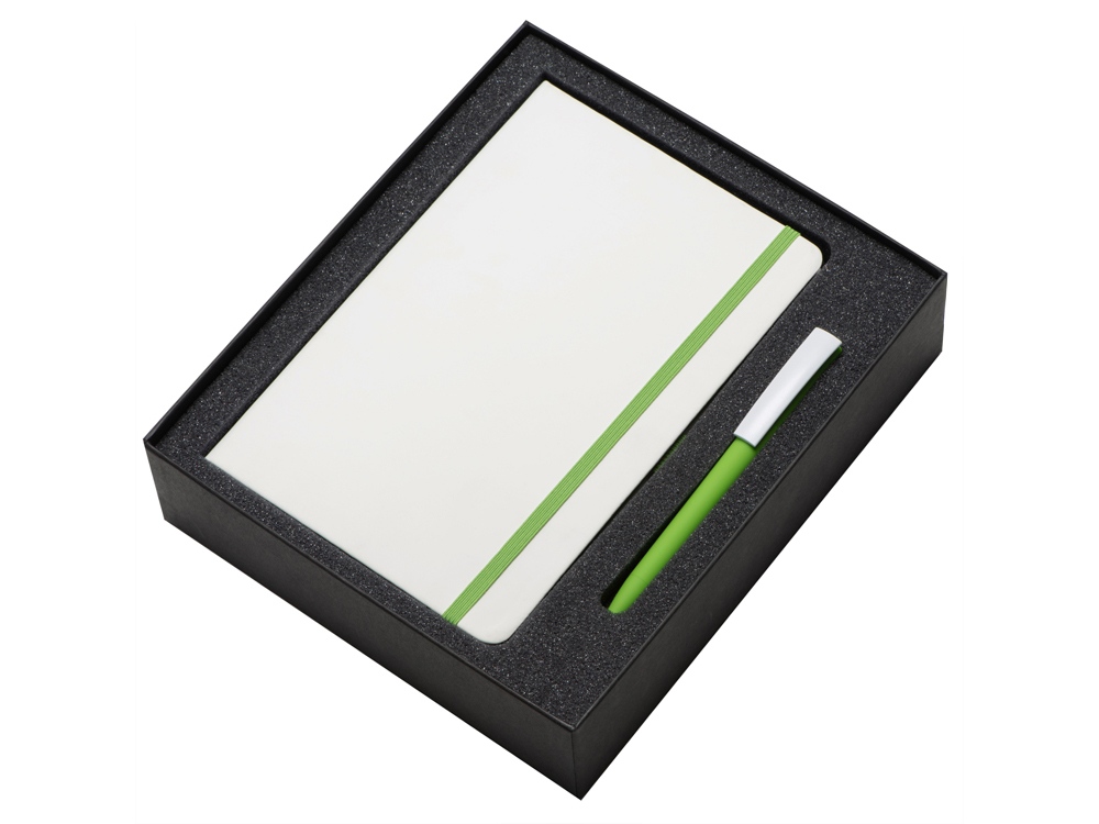 Подарочный набор Jacque white 2.0. с ручкой и блокнотом, зеленое яблоко