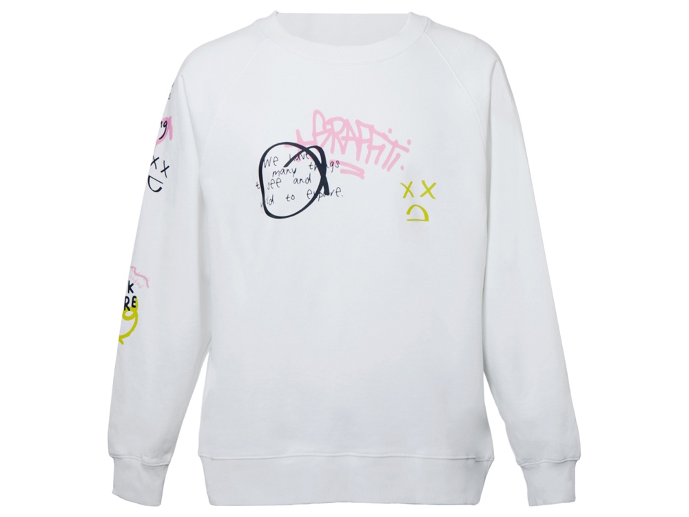 Свитшот оверсайз с рукавом реглан Belgrade, унисекс, белый, ДТФ текстиль