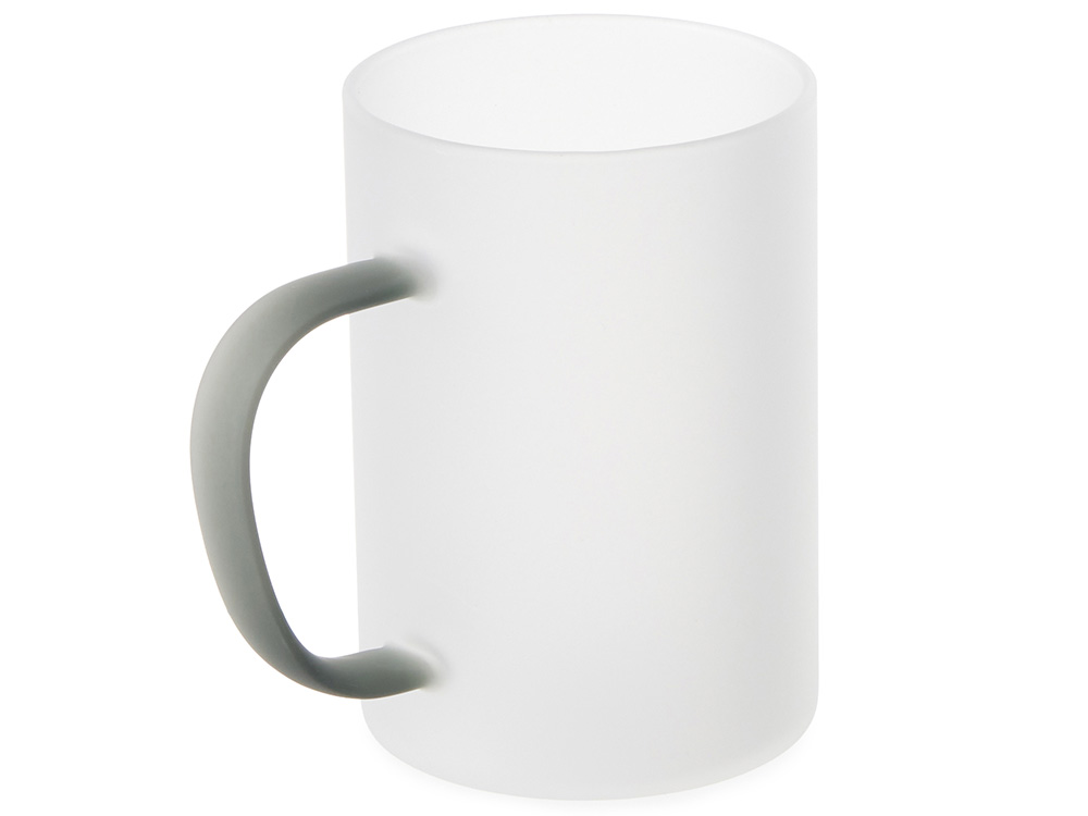 Стеклянная матовая кружка Акцент с цветной ручкой для сублимации, черный