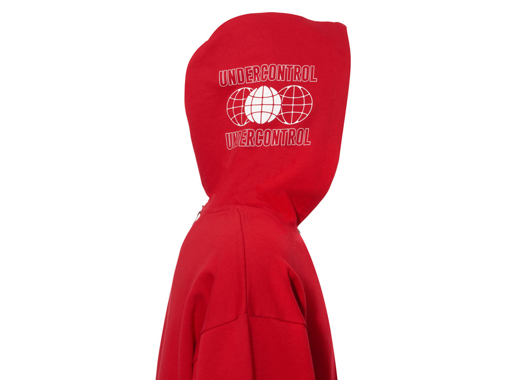 Толстовка оверсайз с капюшоном на молнии Monaco, красный, лейбл, бренд тайп и термотрансфер
