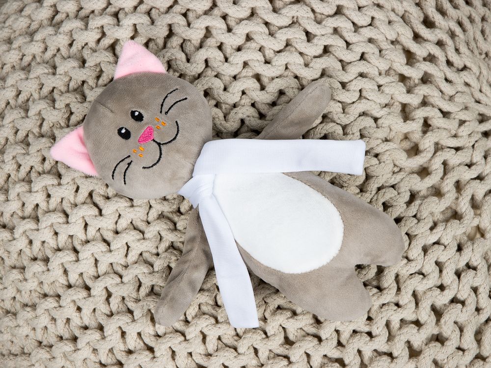 Мягкая игрушка Beastie Toys, котик с белым шарфом