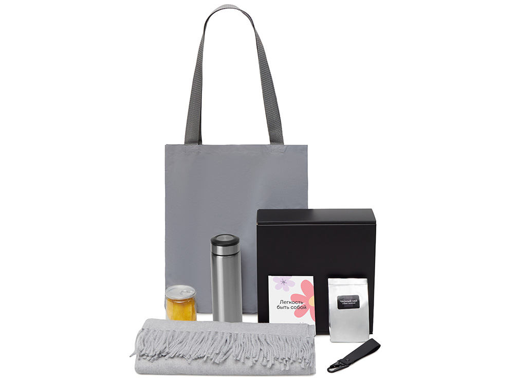 Подарочный набор Re:f. Walk с палантином, шоппером и термосом, серый