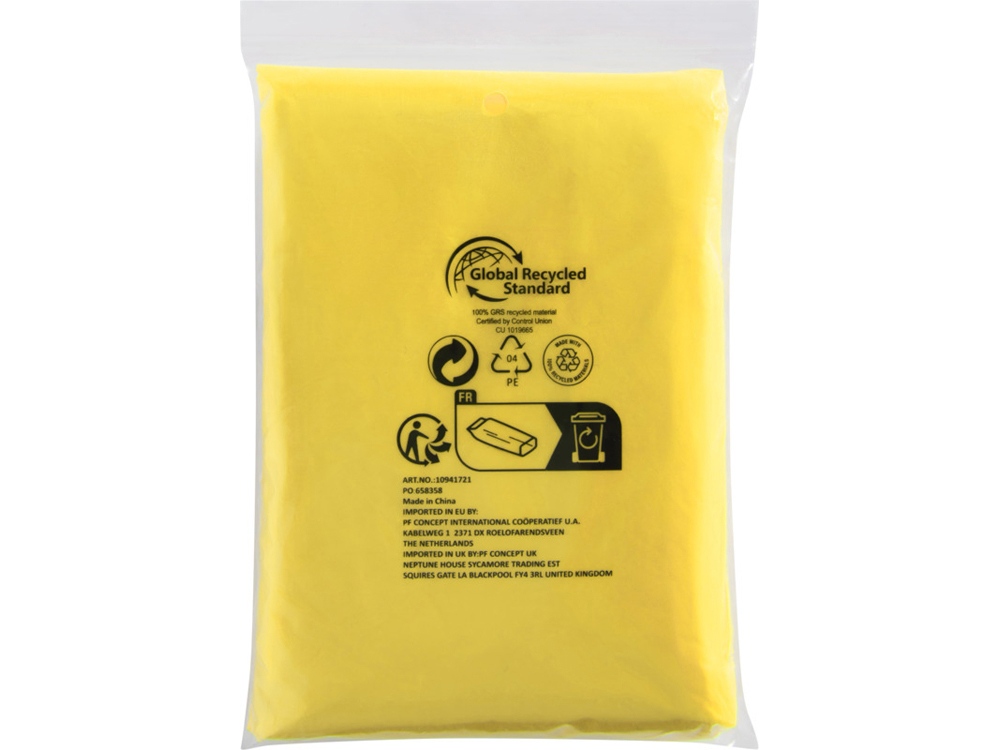 Одноразовый дождевик Mayan с чехлом для хранения из материалов, переработанных по стандарту GRS - Желтый