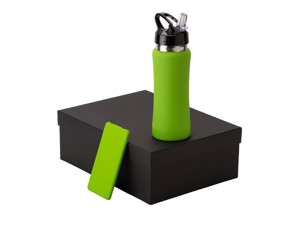 Подарочный набор с бутылкой для воды и повербанком С1, 5000 mAh, зеленое яблоко