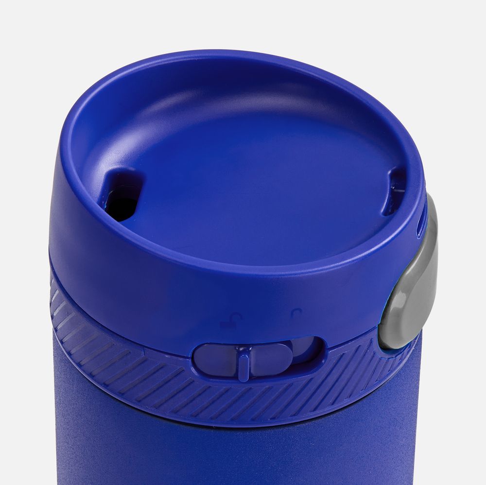 Термостакан X1 с цветной кнопкой, синий с серым