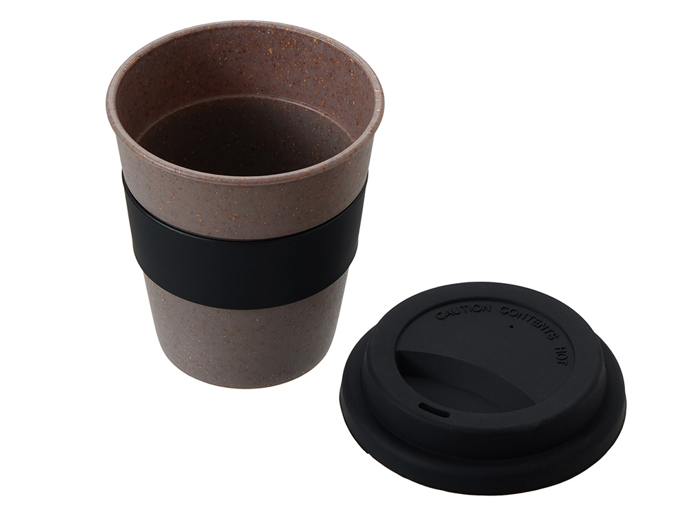 Стакан с силиконовой крышкой Cafe, черный