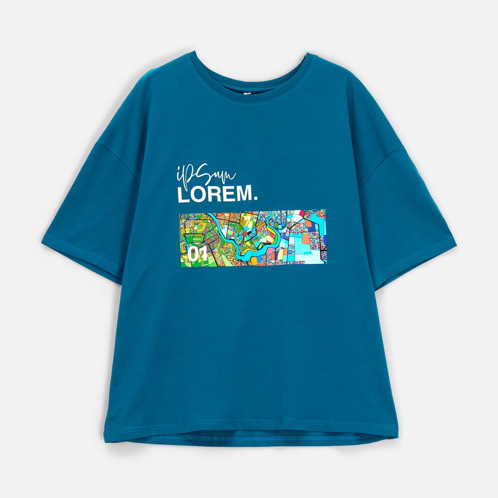 Футболка унисекс оверсайз Crosstown, бирюзовая (морская волна)