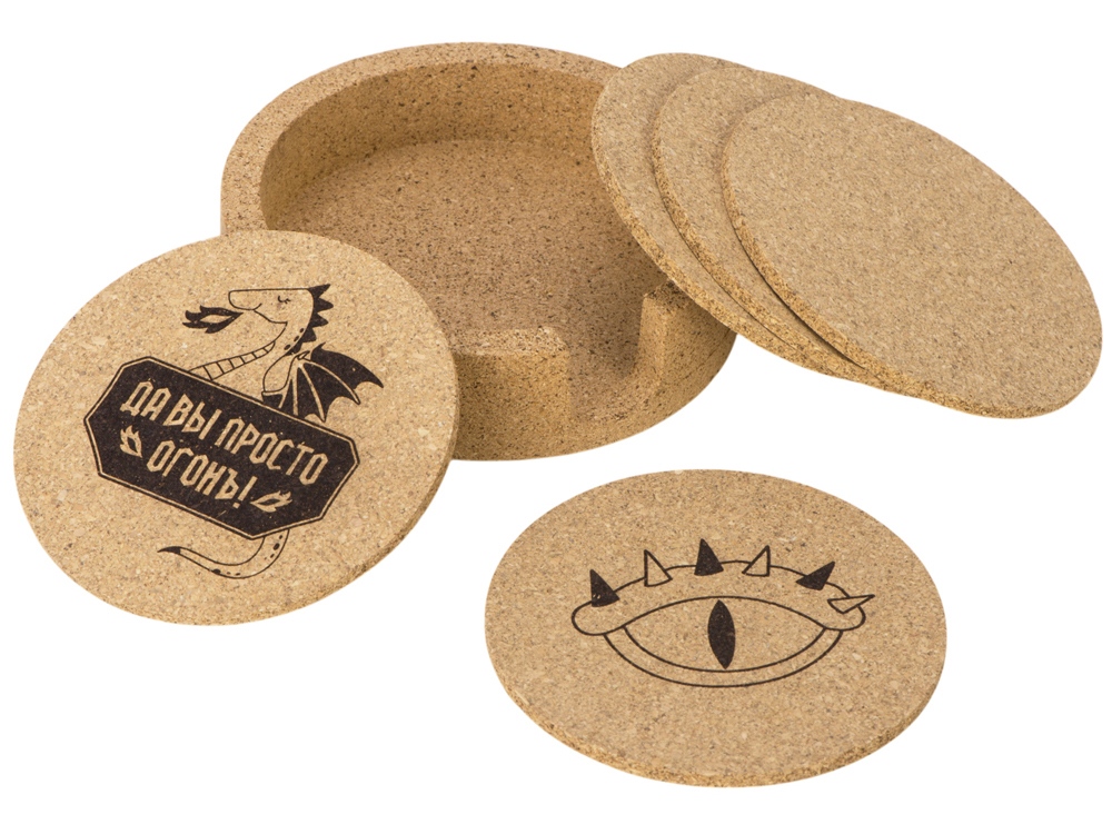 Набор костеров из пробки на подставке Krock с гравировкой