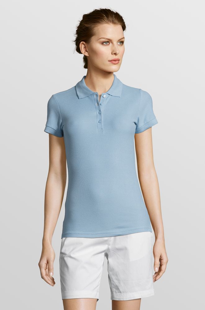 Рубашка поло женская People 210, голубая
