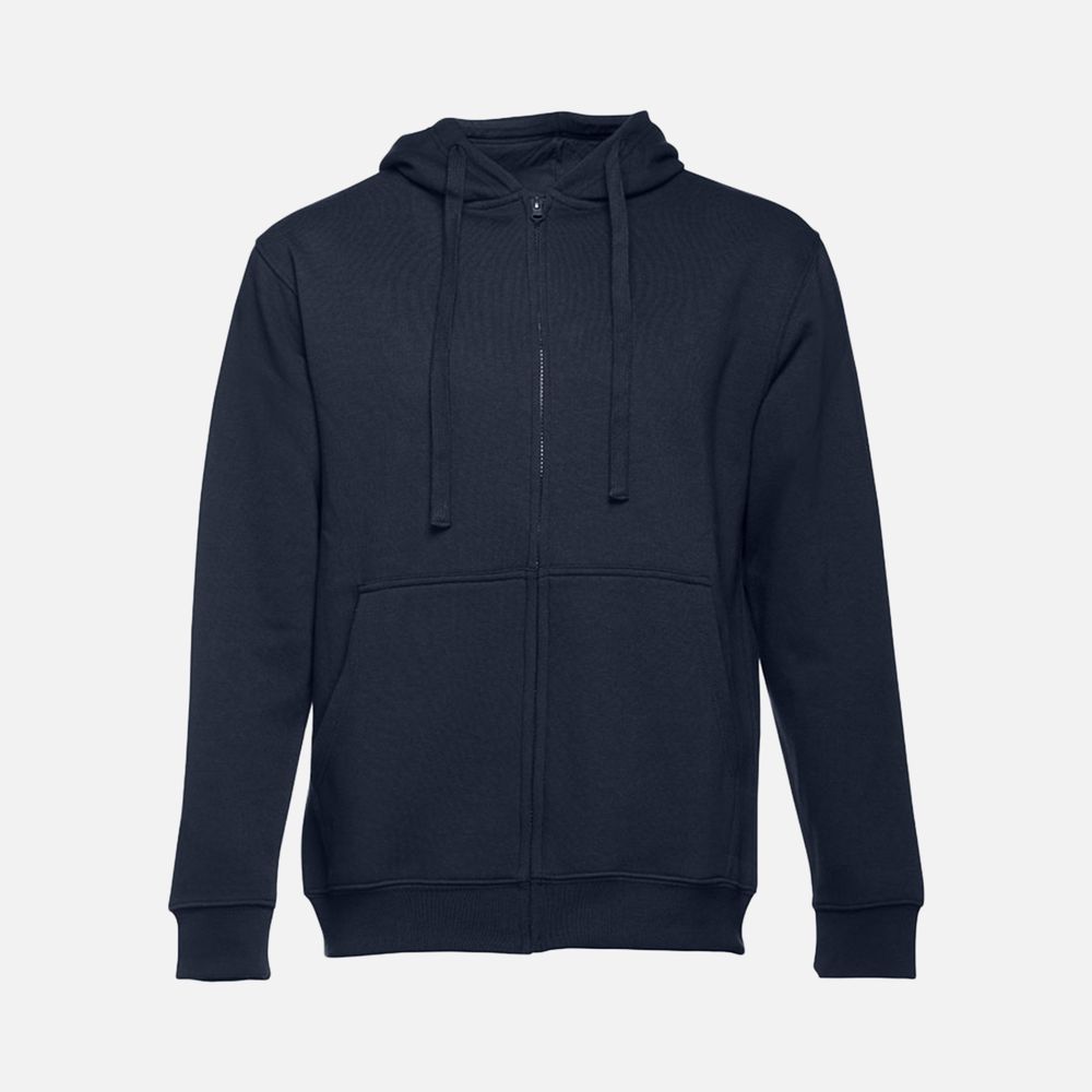 Толстовка мужская на молнии с капюшоном Amsterdam, темно-синяя