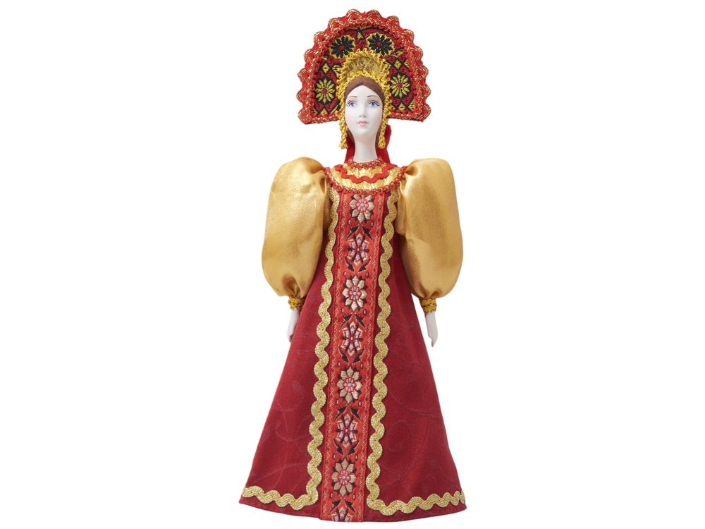 Подарочный набор: кукла фарфоровая, мед, красный