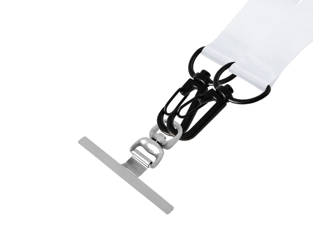 Ланъярд 2 см под сублимацию с 2-мя трендовыми карабинами и металлическим держателем для телефона, черный