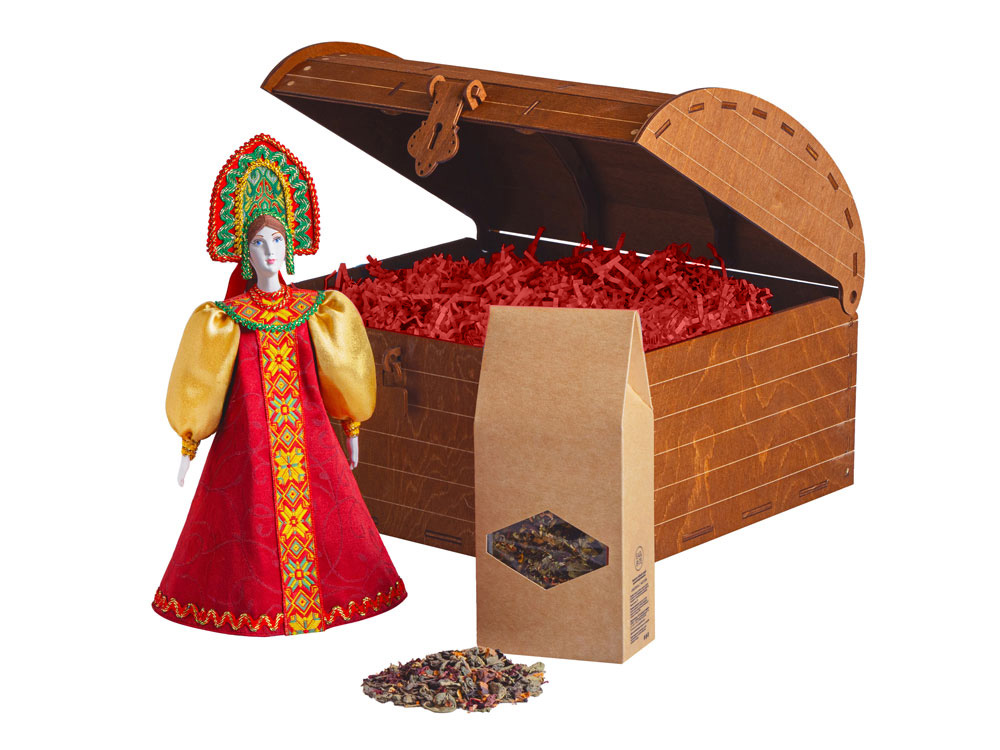 Подарочный набор: кукла фарфоровая, чай Малина с мятой