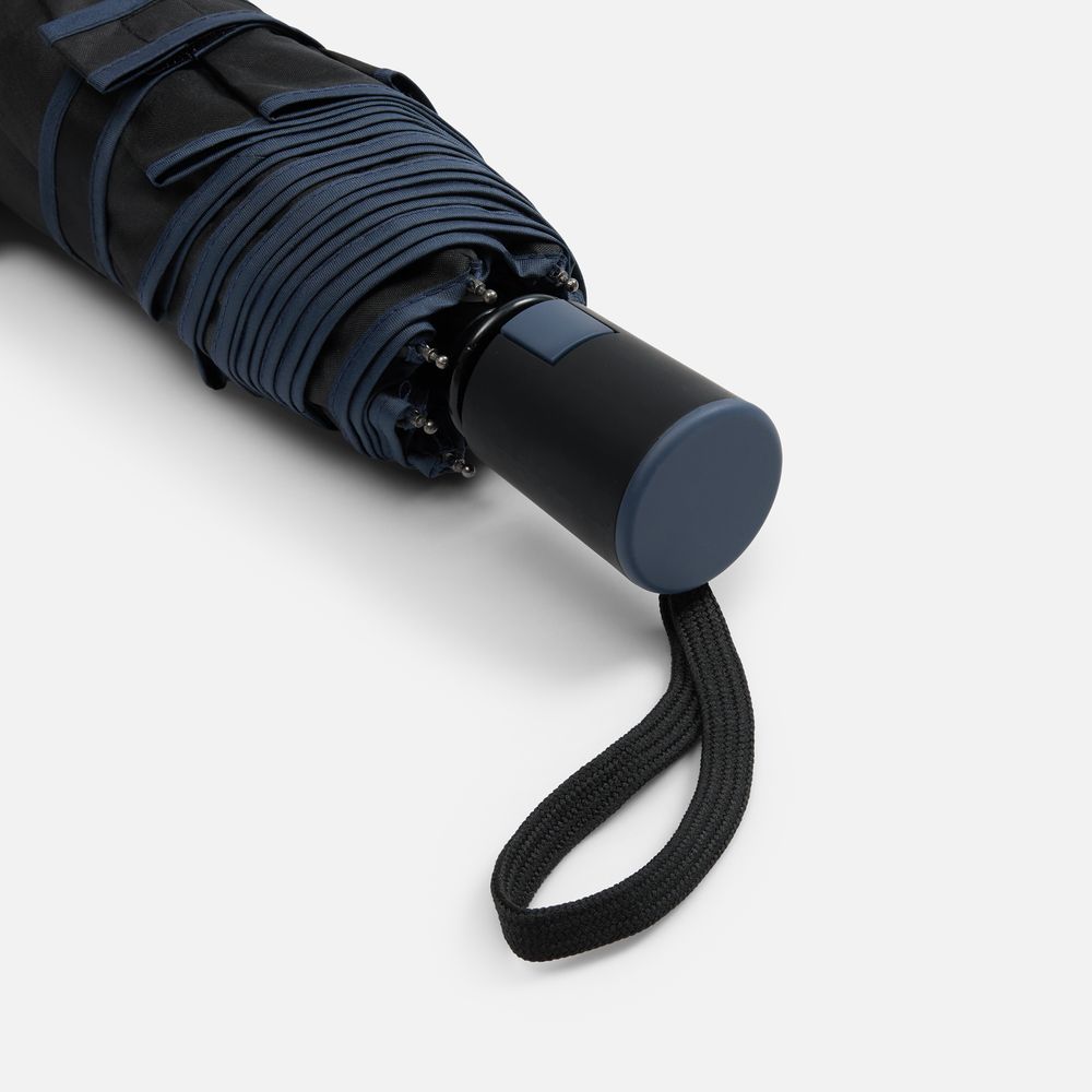 Зонт складной Edgeline, черный с синим