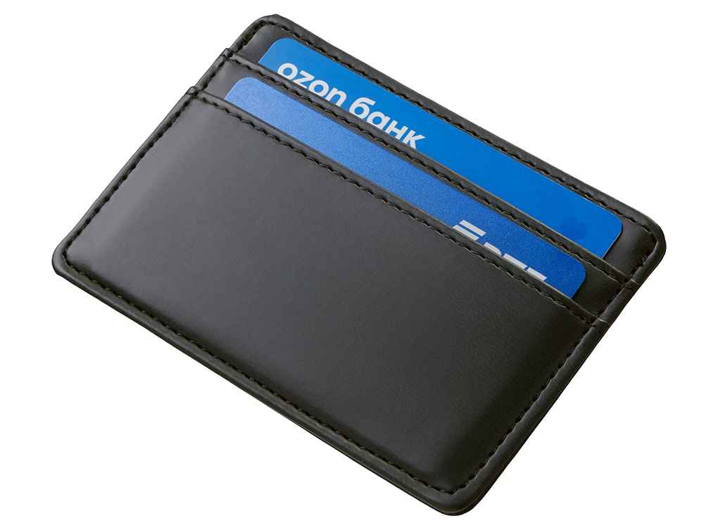 Картхолдер для двух карт и наличных денег с зажимом Crave, черный