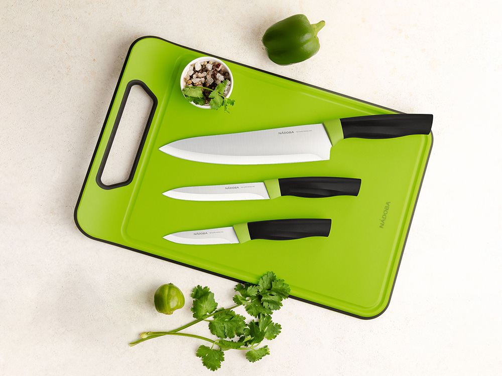 Набор из 3 ножей с пластиковой разделочной доской OLIVIA