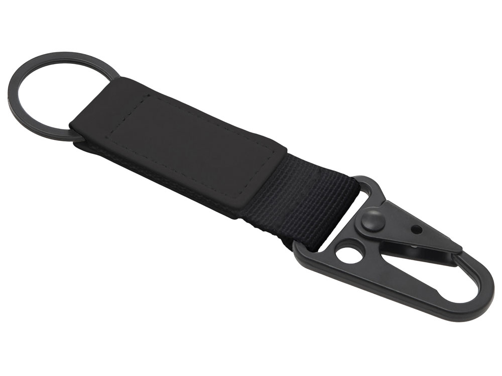 Брелок-ремувка Carabinier из ткани с вставкой из экокожи и карабином, черный