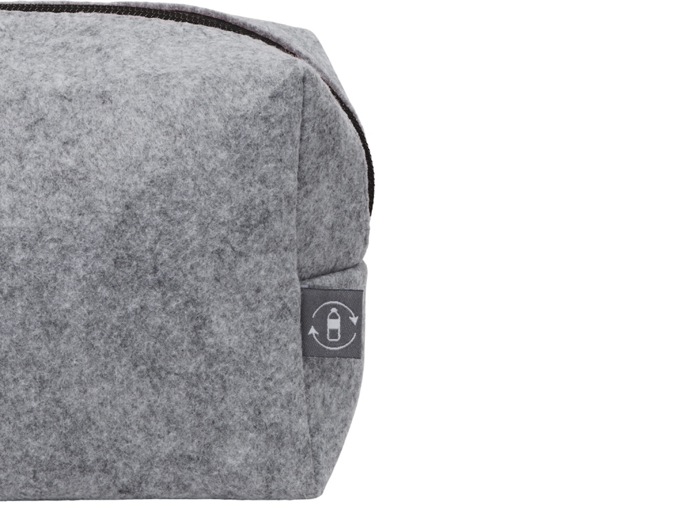 Косметичка из РПЕТ фетра с ручкой Felt, серый с черным