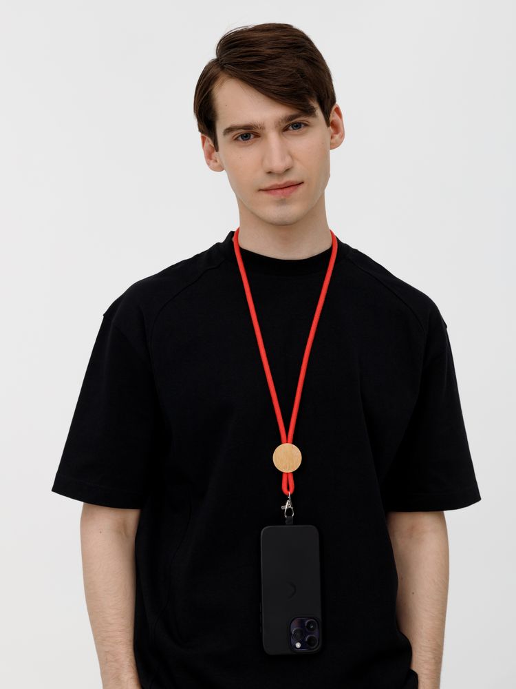 Шнурок для бейджа Tube Wood, красный