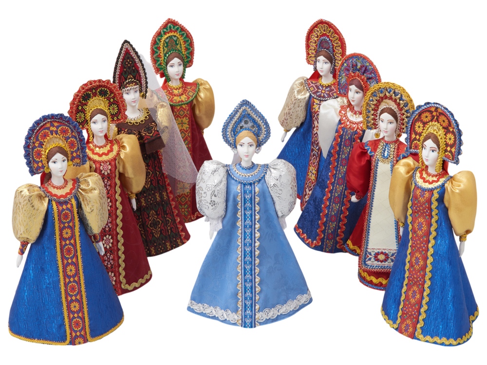 Подарочный набор: кукла фарфоровая, мед, синий